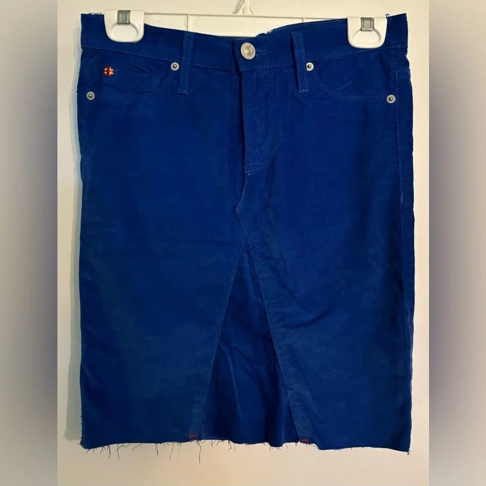 Hudson Womens Nico Midrise Super Skinny Corduroy Mini Skirt Cobalt Blue Sz 25‎